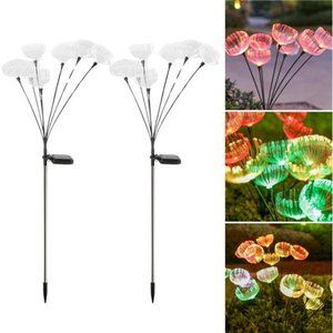 2 Pack, Solar Christmas Lights Outdoor Waterproof Color Changing Lights  7 LED